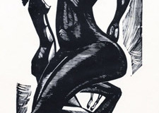 Danza Negra (1968) Rafael Tufiño - linóleo 25” x 9 ½”