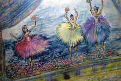 Bailarinas (1989) Andrés Bueso (1909-2000) Finger Paint 22" x 28"