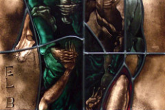 El buen samaritano (1960) Arnaldo Mass (1909-1981) Vitral 35" x 24"
