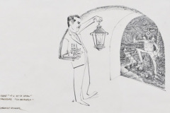 Donde Manda Capitán (1959) Lorenzo Homar Dibujo en plumilla sobre papel 8 3/4" x 13 1/2"