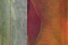 Jaime Romano (2016) El escondrijo de la luna Gesso, pintura acrílico y barniz 48" x 30"  Donación, Jaime Romano