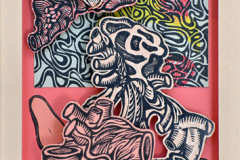 Raquel Quijano Feliciano (2020) Organivirus (1/3) Grabado en PVC, impreso sobre papel 7" x 5" x 1"