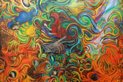 El tríangulo de las flores (2008-2014) Anaida Hernández Acrílico sobre lino belga 53" x 47 1/4"