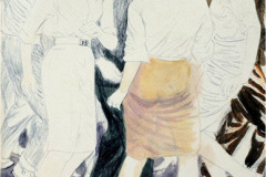 Baile de estudiantes (1978) Félix Bonilla Norat   Mixto Sobre Papel 20"x15"