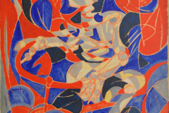 La muerte en bicicleta (1974) Carlos Osorio Acrílico 39" x 51"