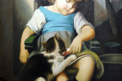 Niña con gato (1922) Óscar Colón Delgado (1889-1968) Óleo 32" x 26"
