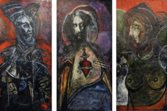 Tríptico de los Dioses del Caribe (1990-1991) (Changó, Sagrado Corazón de Jesús y Atabéira) Domingo García óleo sobre masonite 108”x 60”