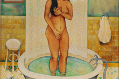 Venus (1990-2007) Nick Quijano Gouache sobre archés 300 libras y soluvar 30" x 22"