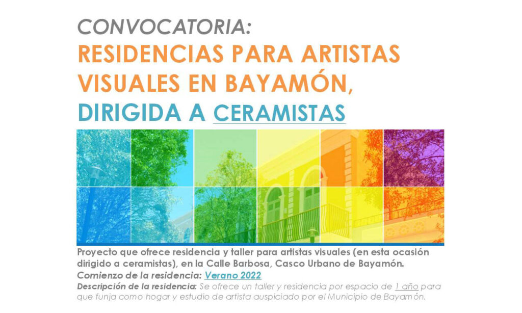Convocatoria: Residencias para Artistas Visuales en Bayamón Dirigidas a Ceramistas