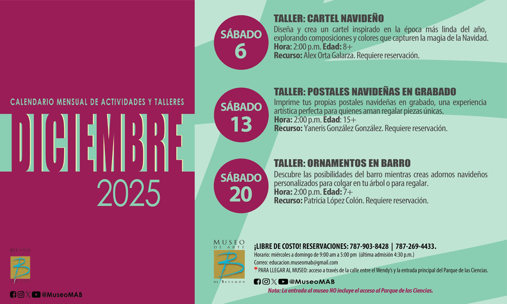 Calendario de Talleres para el Mes de Diciembre 2025