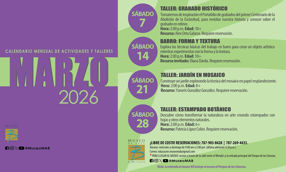 Calendario de Talleres para el Mes de Marzo 2026