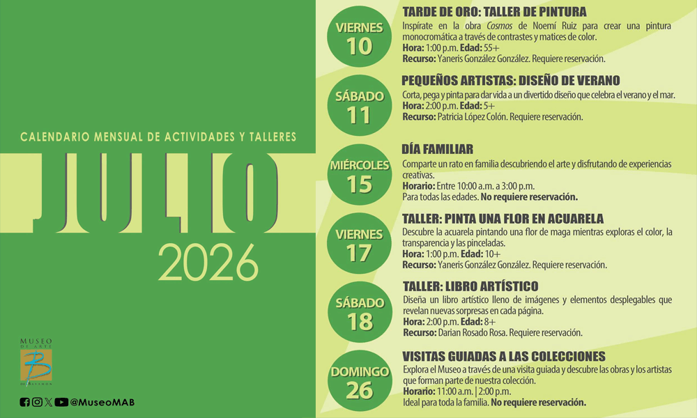 Calendario de Talleres para el Mes de Julio 2026