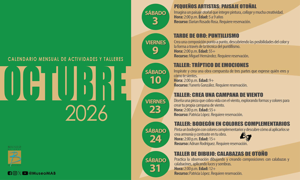 Calendario de Talleres para el Mes de Octubre